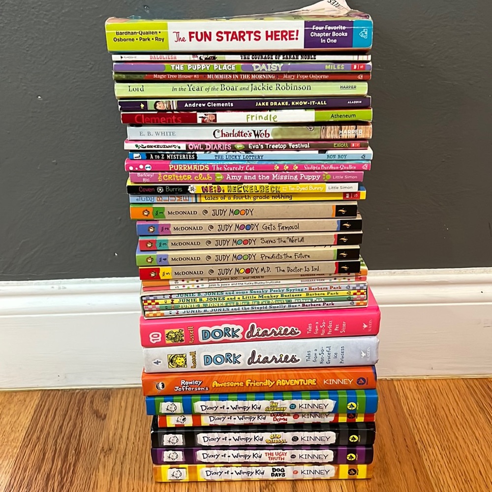 Kids books 30 grades 2-4 books (diary of a wimpy kid, dork diaries, JunieBjones